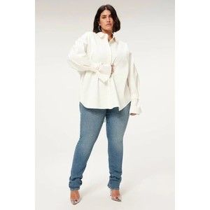 Good American Women’s Poplin Tabbed Shirt White Size 7/8 Oversized Button Down